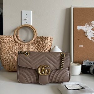 Gucci GG Mormont Small Shoulder Bag in Dusty Pink